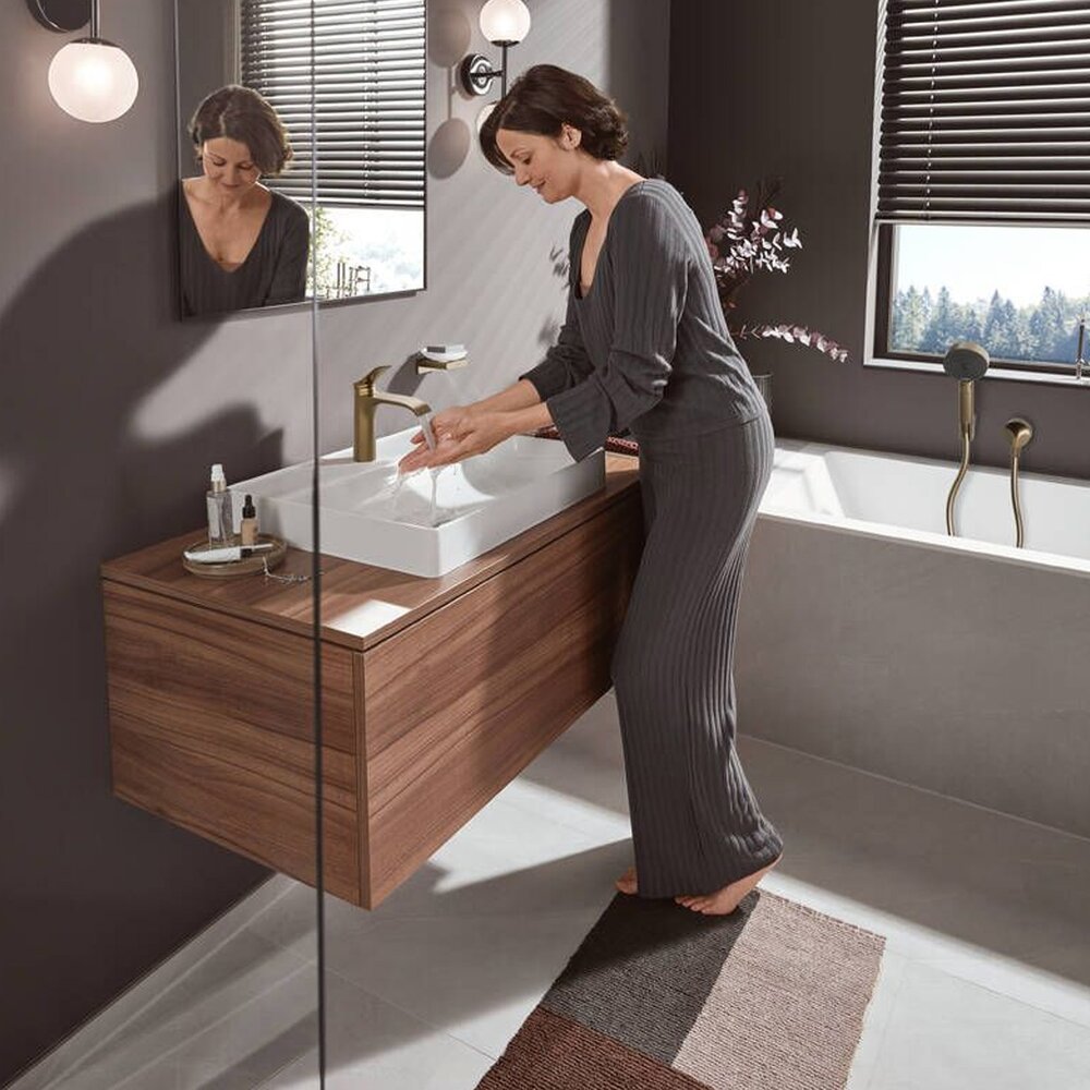 Смесител за мивка Hansgrohe Vivenis 110 CoolStart с матово бронзово покритие и Pop-Up клапан
