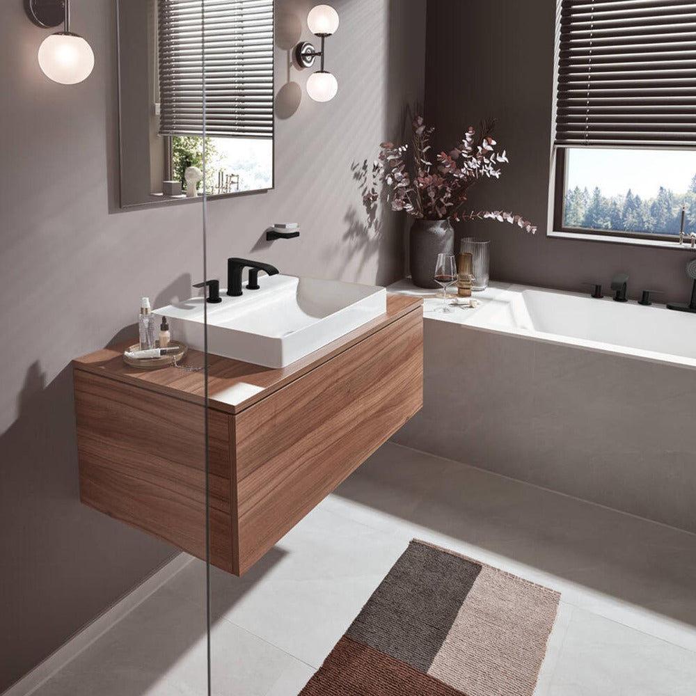 Батерия за мивка Hansgrohe Vivenis 90 с 3 елемента и Pop-Up клапан черен мат