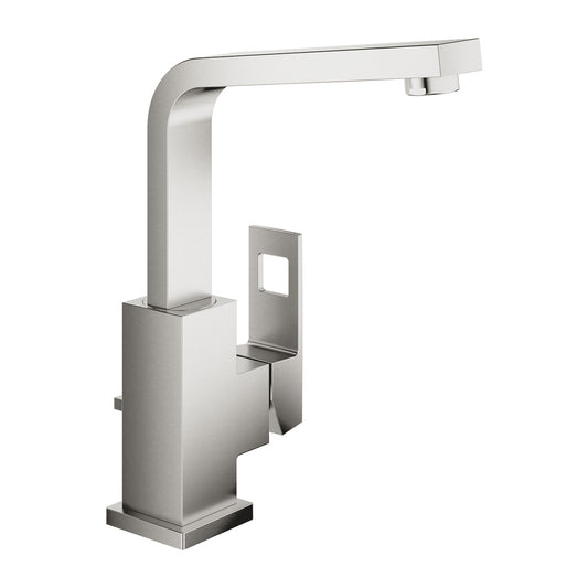 Grohe Eurocube High Basin Mixer Chrome Supersteel with Pop-Up Waste and Swivel Spout