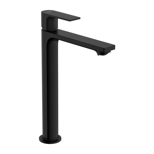 High Basin Mixer Hansgrohe Rebris E 240 Matte Black with Pop-Up Drain