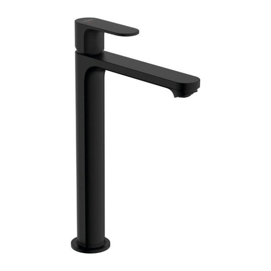 High Basin Mixer Hansgrohe Rebris S 240 Matte Black with Pop-Up Drain