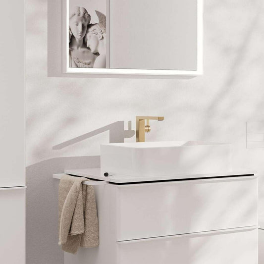 Висока смесител за мивка Hansgrohe Tecturis E Fine CoolStart с Push-Open вентил, четкан бронз