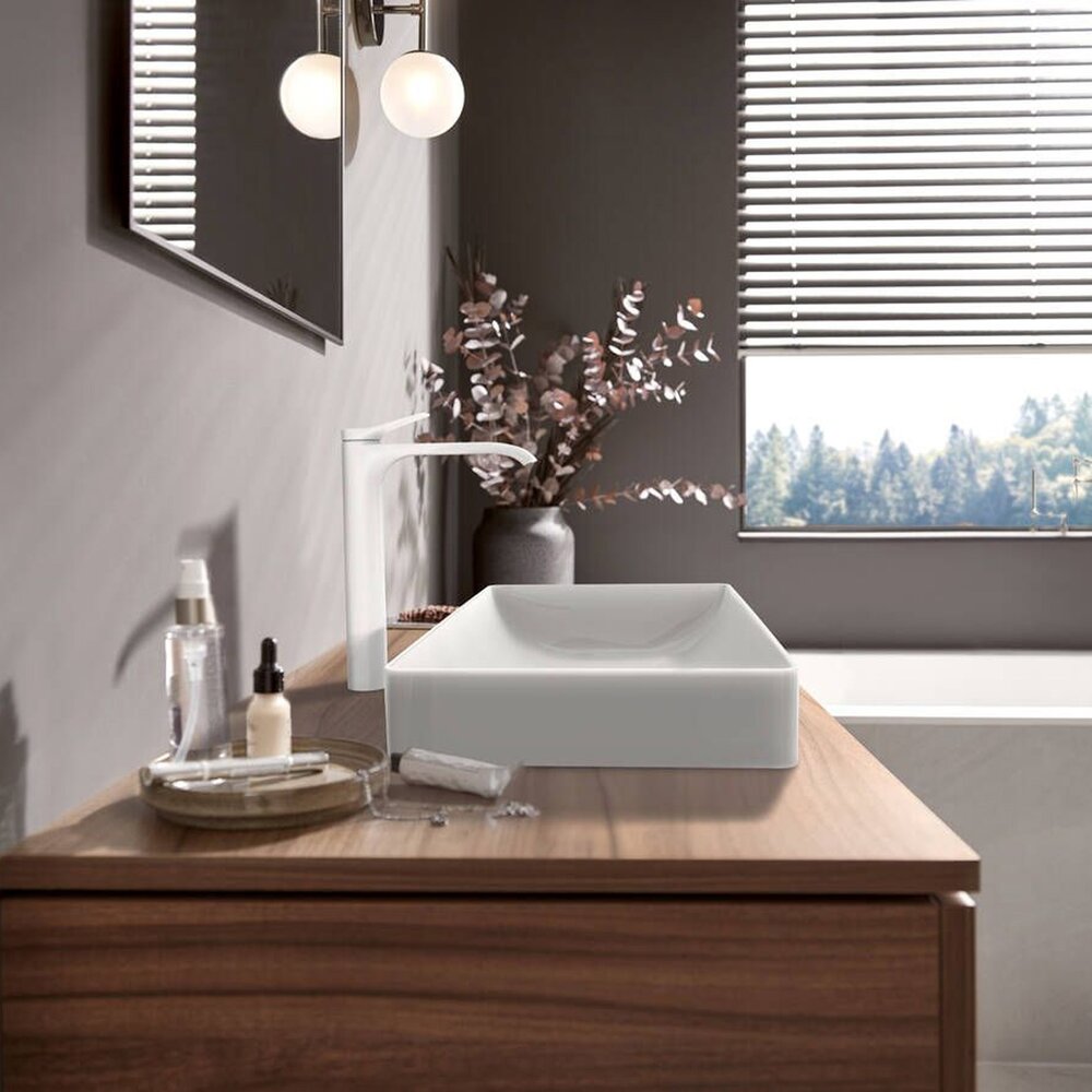 Висок смесител за мивка Hansgrohe Vivenis 250 с Pop-Up механизъм бял мат