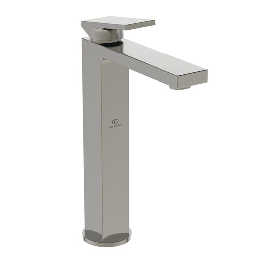 Висока батерия за умивалник Ideal Standard Atelier Extra сребристо Silver Storm с Pop-Up вентил