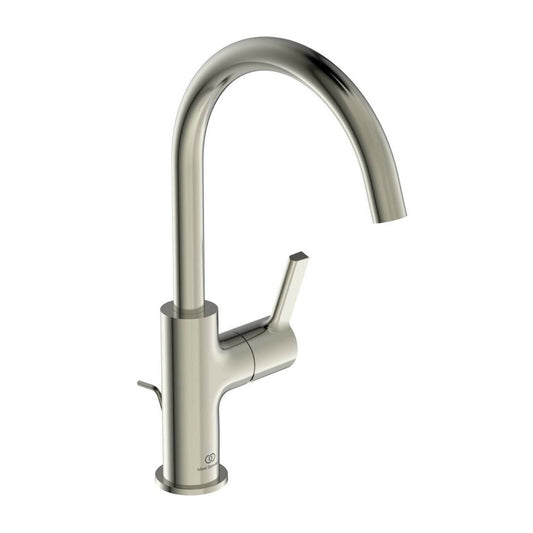 Ideal Standard Atelier Joy High Basin Mixer with Pop-Up Waste in Silver Storm