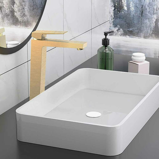 Висока батерия за мивка Inter Ceramic Elinor с монокоманда, златно матово