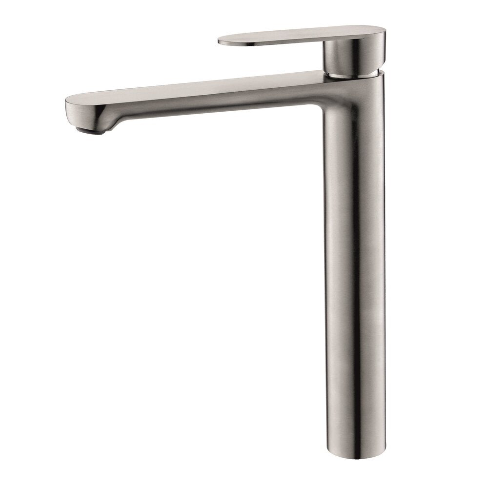 Inter Ceramic Marsilya High Single-Handle Sink Faucet Brushed Metallic Gray