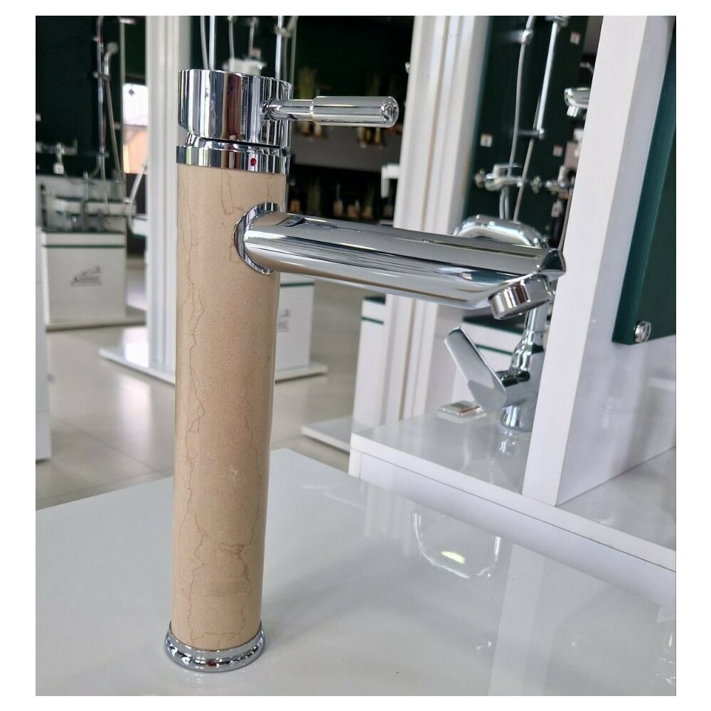 High Basin Mixer Inter Ceramic Single-Handle Chrome-Natural Stone Finish