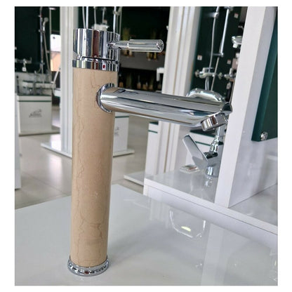 High Basin Mixer Inter Ceramic Single-Handle Chrome-Natural Stone Finish