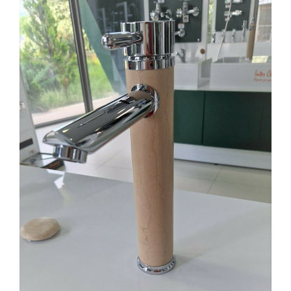 High Basin Mixer Inter Ceramic Single-Handle Chrome-Natural Stone Finish