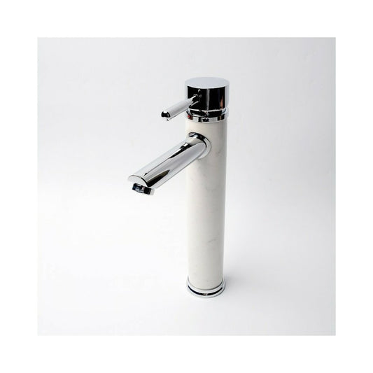High Basin Mixer Inter Ceramic Single-Handle Chrome-White Natural Stone Finish