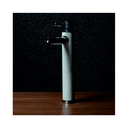 High Basin Mixer Inter Ceramic Single-Handle Chrome-White Natural Stone Finish