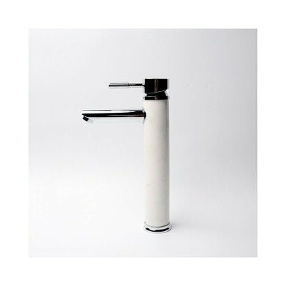 High Basin Mixer Inter Ceramic Single-Handle Chrome-White Natural Stone Finish