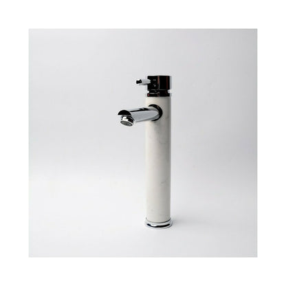 High Basin Mixer Inter Ceramic Single-Handle Chrome-White Natural Stone Finish