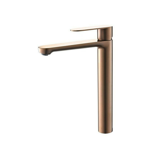 High basin mixer Inter Ceramic Verona single lever brushed rose gold