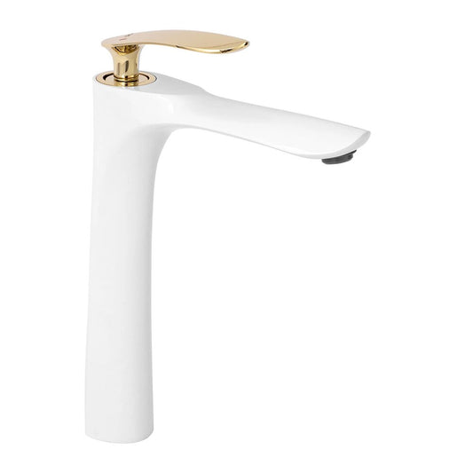 Rea Orbit High Basin Mixer White - Glossy Gold
