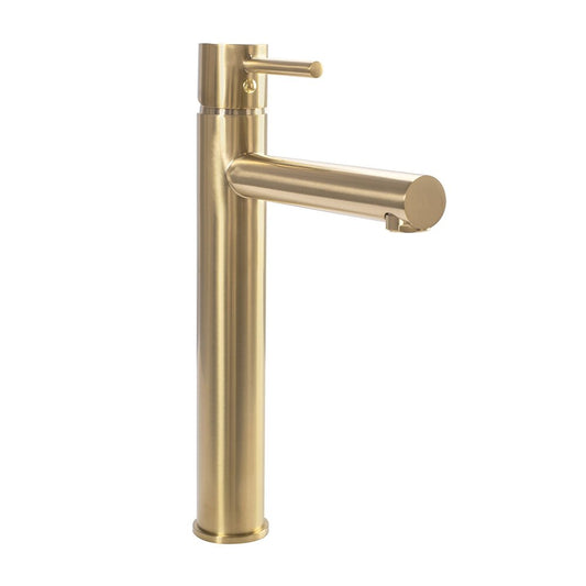 Rea Tess High Basin Mixer in Brushed Gold