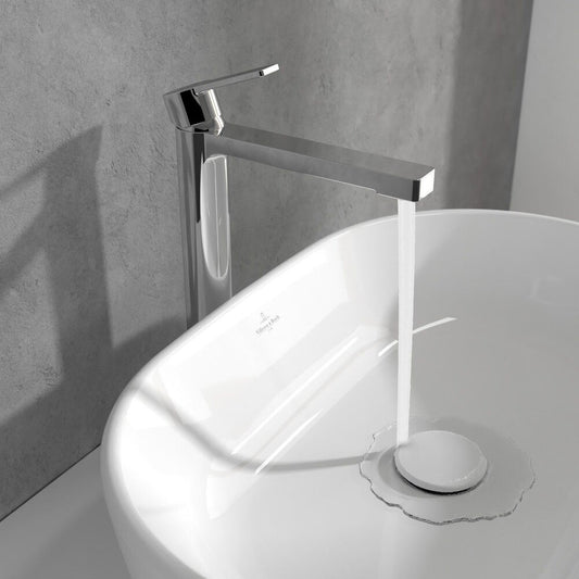 Висока смесителна батерия Villeroy&Boch Architectura с един лост, хромирана с Push-Open вентил