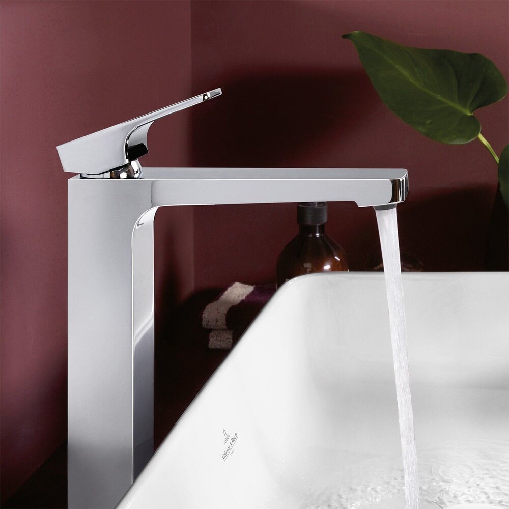 Висок смесител за умивалник Villeroy&Boch Architectura Square хром гланц с Push-Open вентил