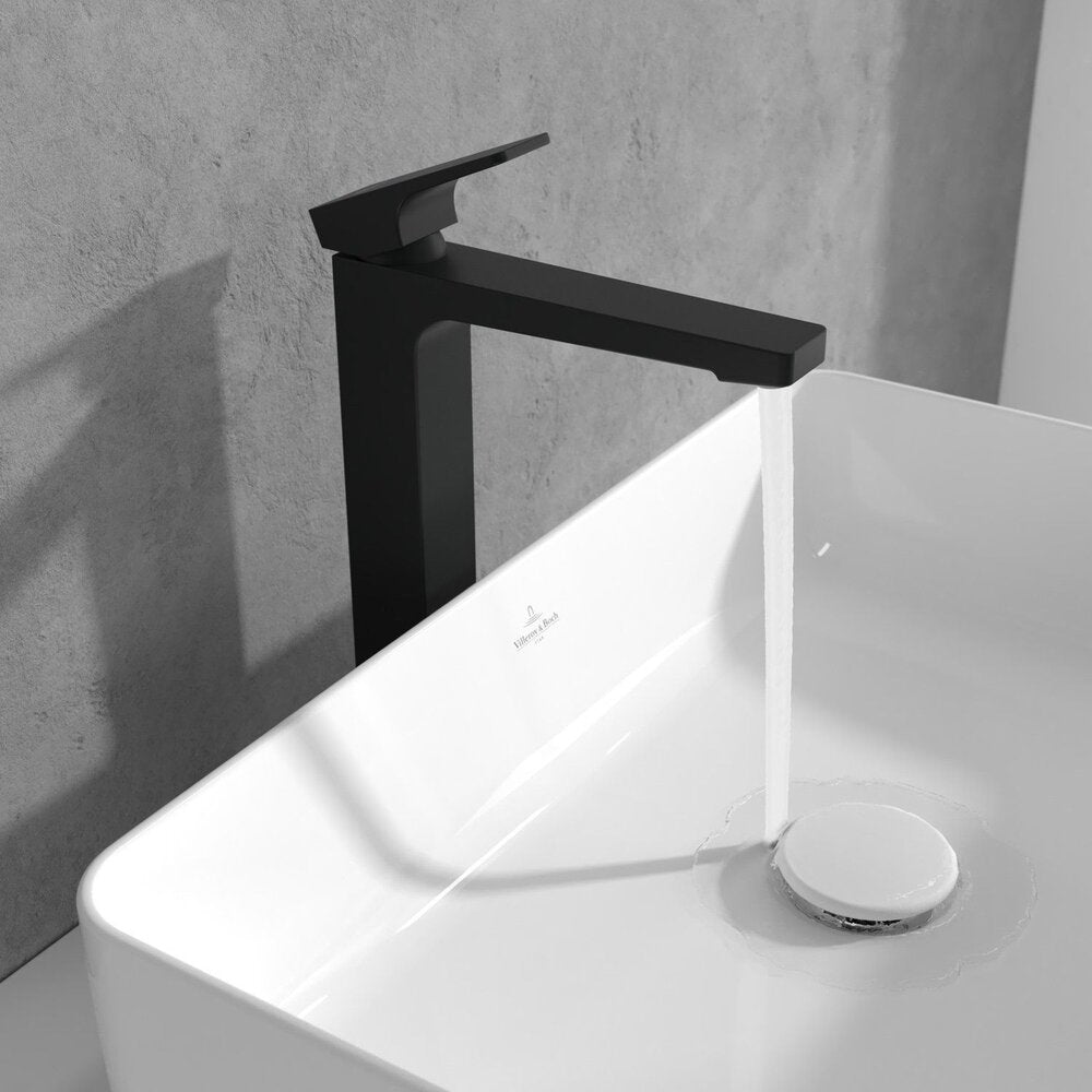 Висок смесител за мивка Villeroy&Boch Architectura Square черен мат с Push-Open вентил