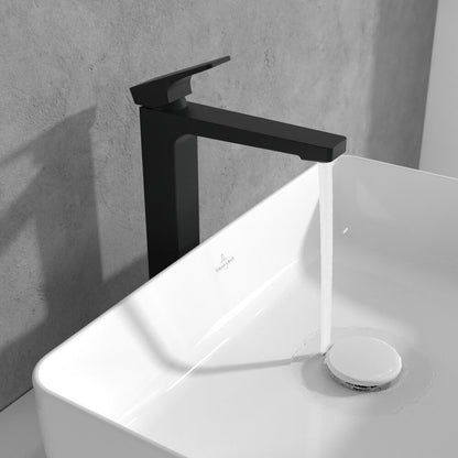 Висок смесител за мивка Villeroy&Boch Architectura Square черен мат с Push-Open вентил