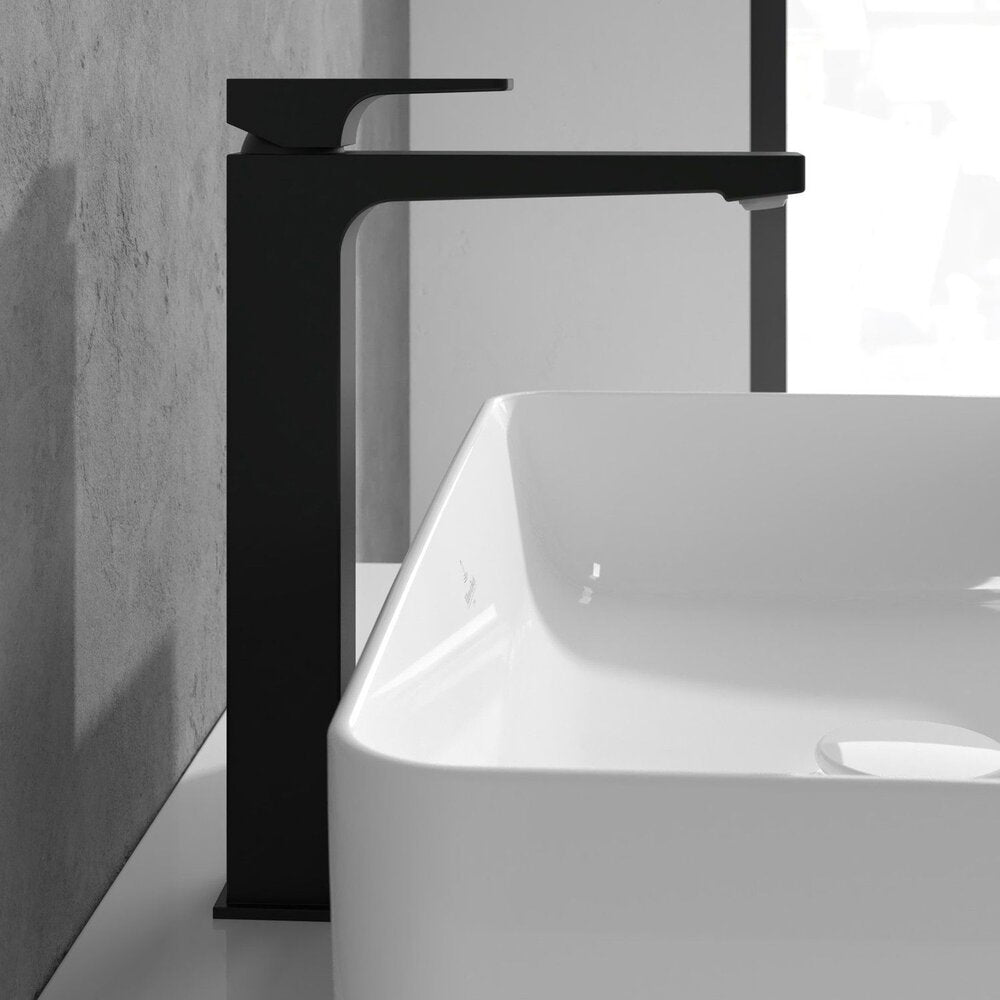 Висок смесител за мивка Villeroy&Boch Architectura Square черен мат с Push-Open вентил