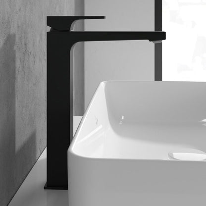 Висок смесител за мивка Villeroy&Boch Architectura Square черен мат с Push-Open вентил