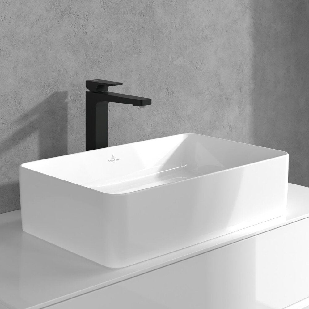 Висок смесител за мивка Villeroy&Boch Architectura Square черен мат с Push-Open вентил