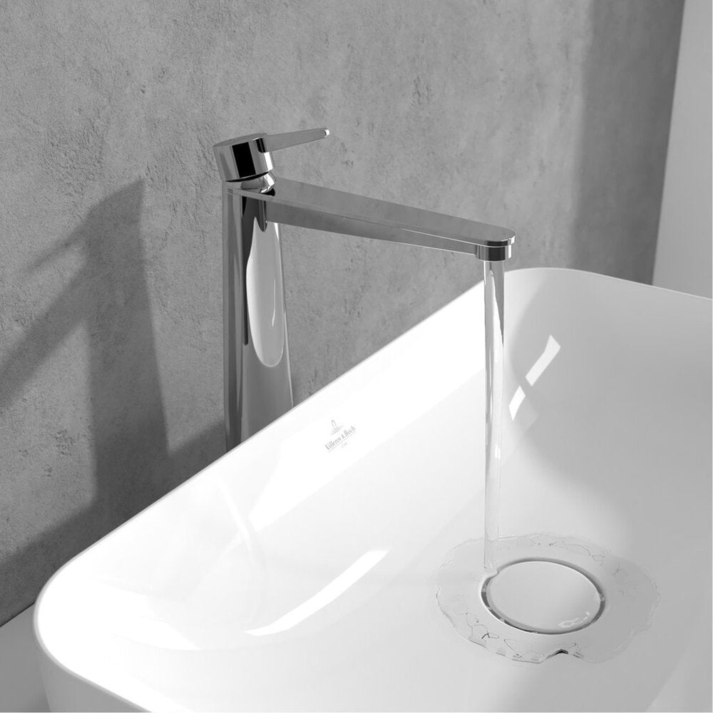 Висока смесител за умивалник Villeroy&Boch Conum с един лост хром гланц с Push-Open вентил