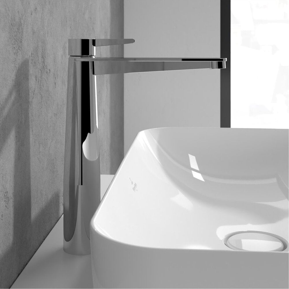 Висока смесител за умивалник Villeroy&Boch Conum с един лост хром гланц с Push-Open вентил