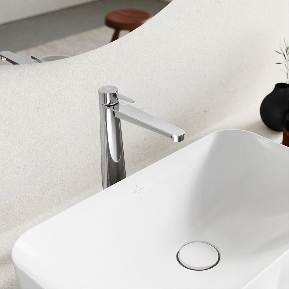 Висока смесител за умивалник Villeroy&Boch Conum с един лост хром гланц с Push-Open вентил