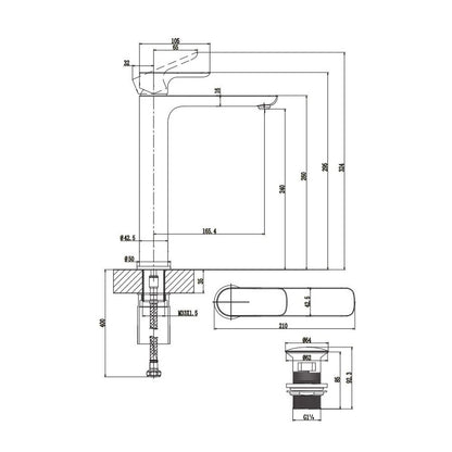 Висока смесител за мивка Villeroy&Boch O.novo с един лост хром