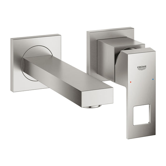 Grohe Eurocube S Wall-Mounted Basin Mixer in Supersteel Finish