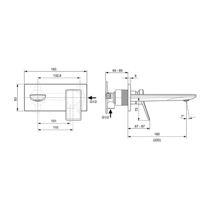 Built-in Basin Mixer Ideal Standard Atelier Conca 180 Brushed Gold without Concealed Body