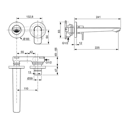 Вградена батерия за мивка Ideal Standard Connect Air 23 см злато