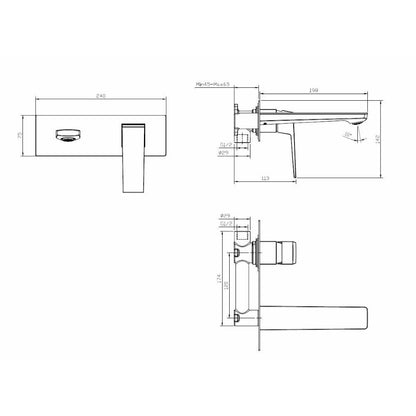 Built-in sink mixer Inter Ceramic Elinor single-lever matte black with concealed body