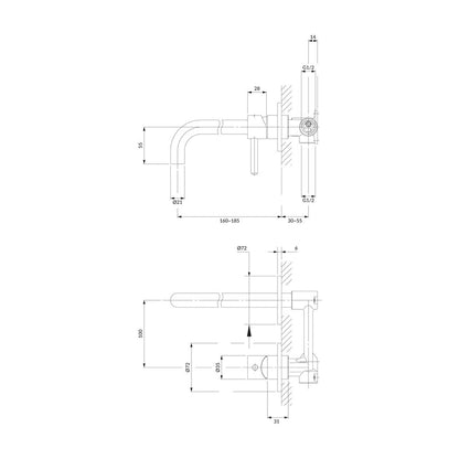 Omnires Y Built-in Basin Mixer 18 cm with Concealed Body