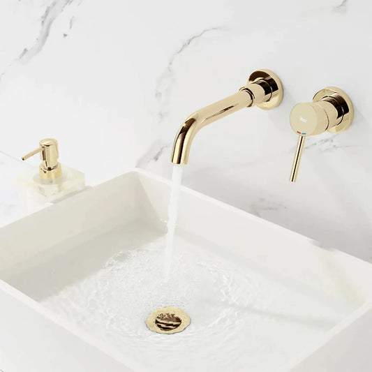 Rea Lungo Built-in Basin Mixer in Glossy Gold