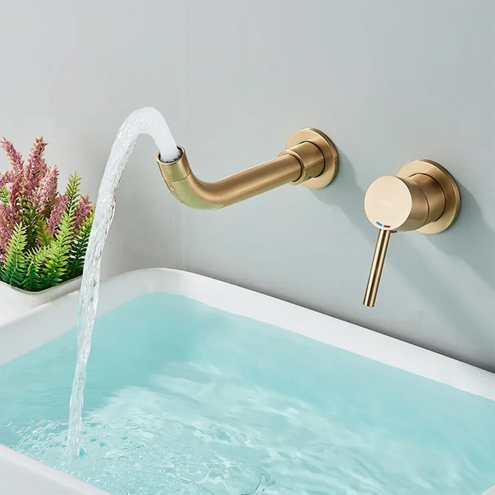 Rea Lungo Built-in Basin Mixer in Brushed Gold