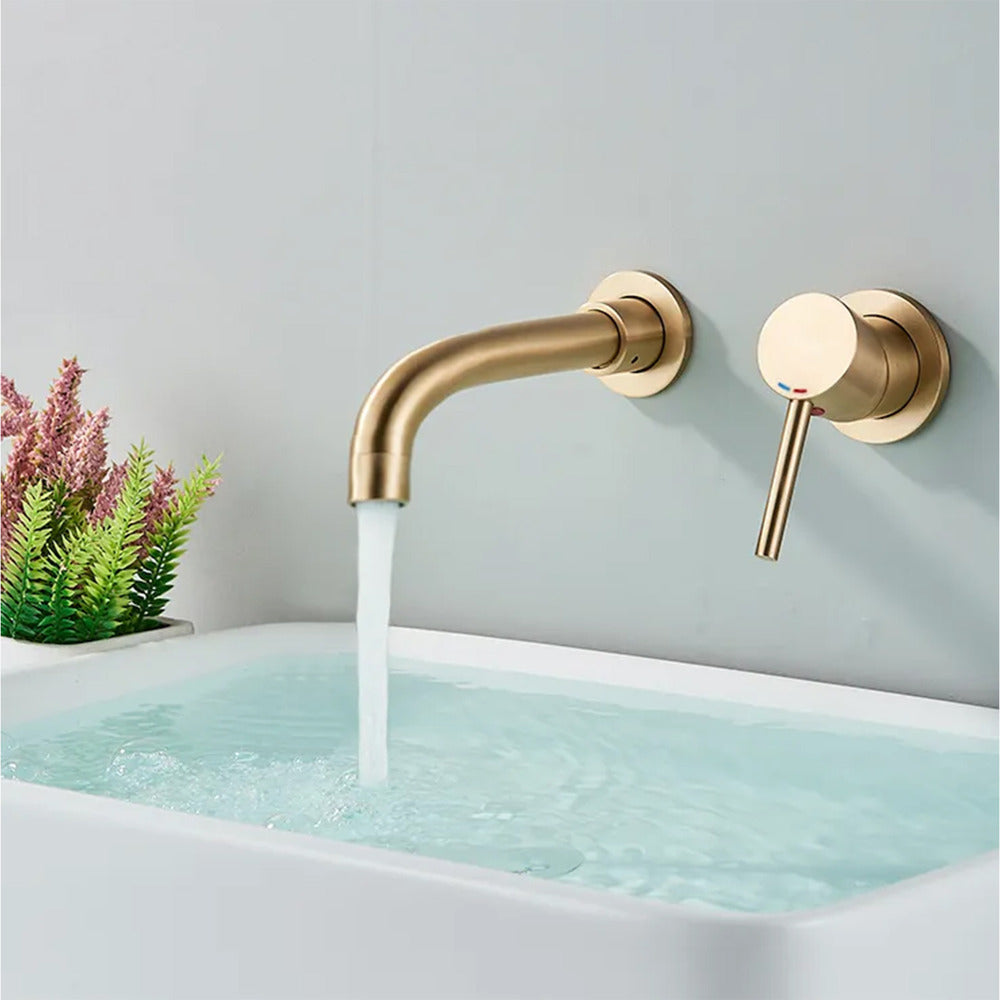 Rea Lungo Built-in Basin Mixer in Brushed Gold