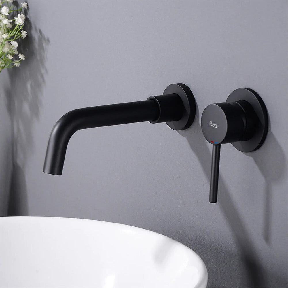 Rea Lungo Built-in Basin Mixer in Matte Black