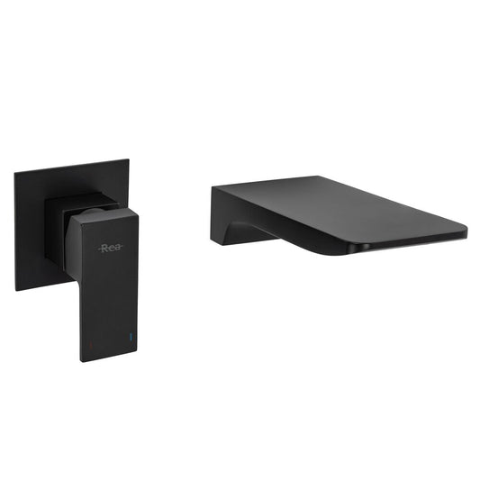 Rea Mason Matte Black Wall-Mounted Basin Mixer