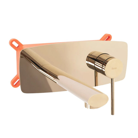 Rea Oval Glossy Gold Wall-Mounted Basin Mixer