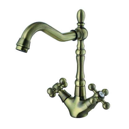 Basin Mixer Inter Ceramic Algara Double-Handle Brushed Bronze Swivel Spout