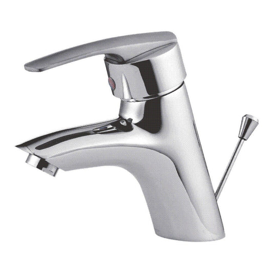Inter Ceramic Fusa Single-Handle Sink Faucet Glossy Chrome with Drain