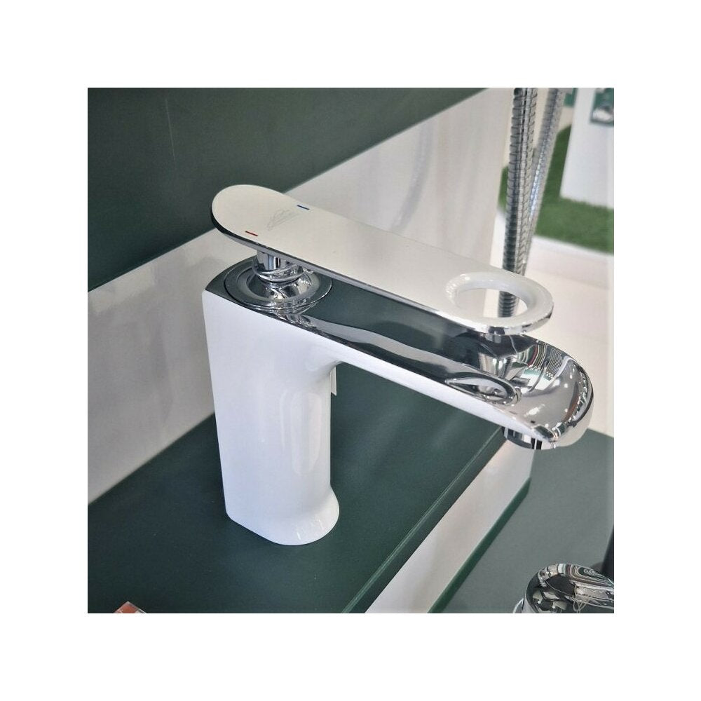 Inter Ceramic Melania Single-Handle Sink Faucet in Chrome-Matte White