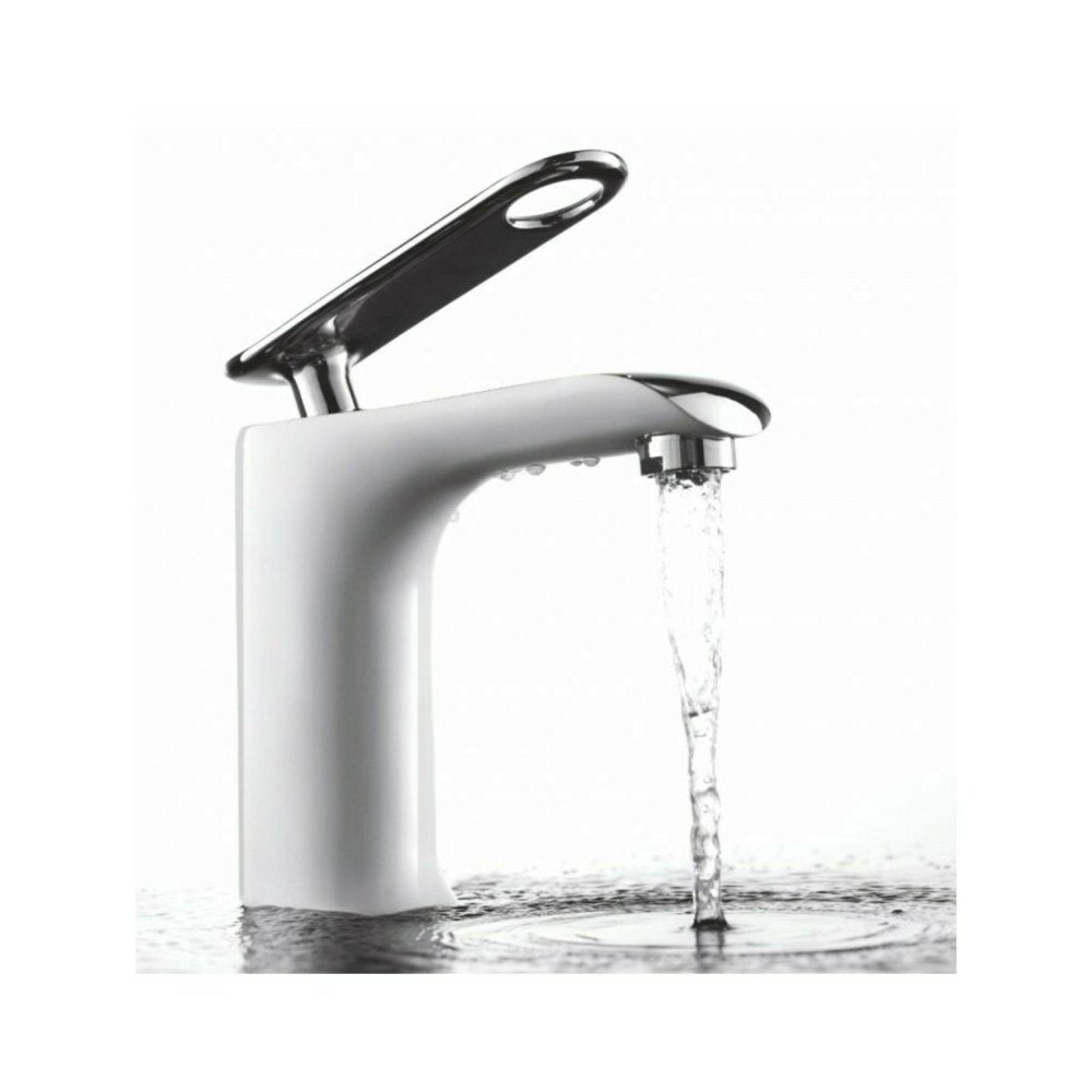 Inter Ceramic Melania Single-Handle Sink Faucet in Chrome-Matte White