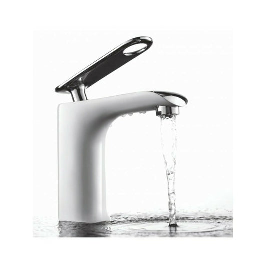 Inter Ceramic Melania Single-Handle Sink Faucet in Chrome-Matte White