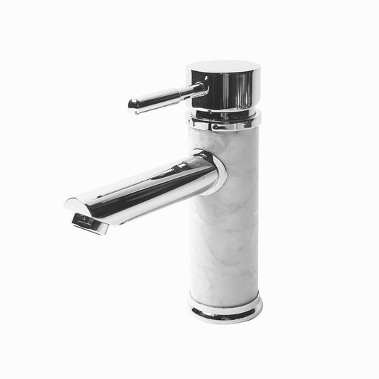 Basin Mixer Inter Ceramic Single-Handle Chrome-White Natural Stone Finish