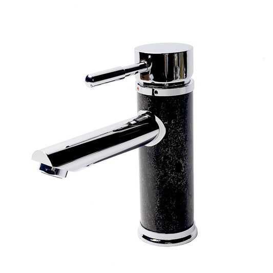 Basin Mixer Inter Ceramic Single-Handle Chrome-Black Natural Stone Finish